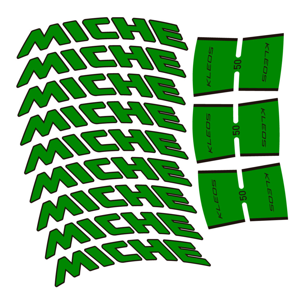 Stickers for Miche Kleos RD 50 Carbon, Road Wheel vinyl decals - Medium Green