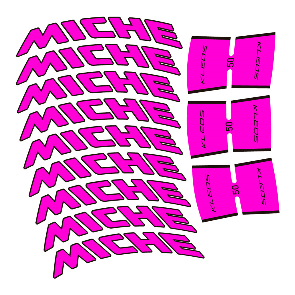 Stickers for Miche Kleos RD 50 Carbon, Road Wheel vinyl decals - Fuchsia Neon