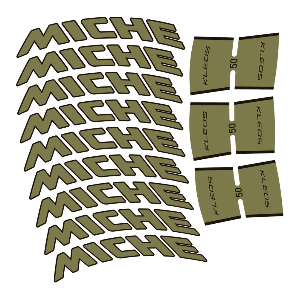 Stickers for Miche Kleos RD 50 Carbon, Road Wheel vinyl decals - Khaki