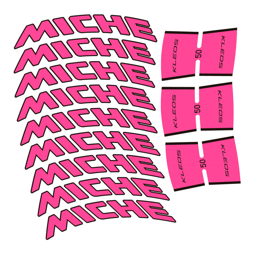Stickers for Miche Kleos RD 50 Carbon, Road Wheel vinyl decals - Bubblegum Pink