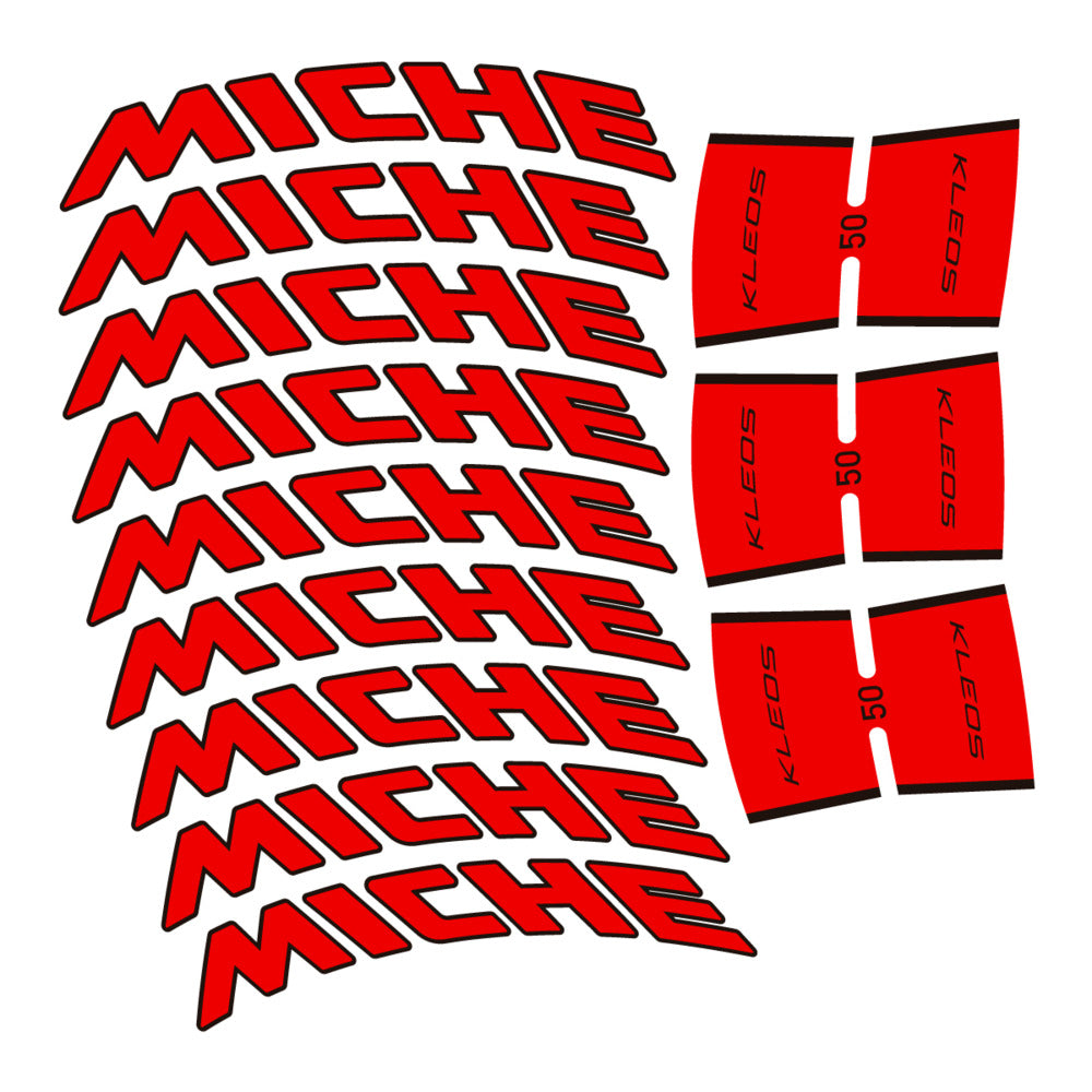 Stickers for Miche Kleos RD 50 Carbon, Road Wheel vinyl decals - Red