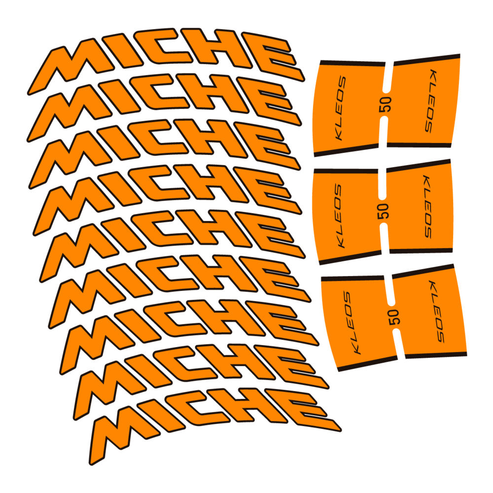 Stickers for Miche Kleos RD 50 Carbon, Road Wheel vinyl decals - Saffron Yellow
