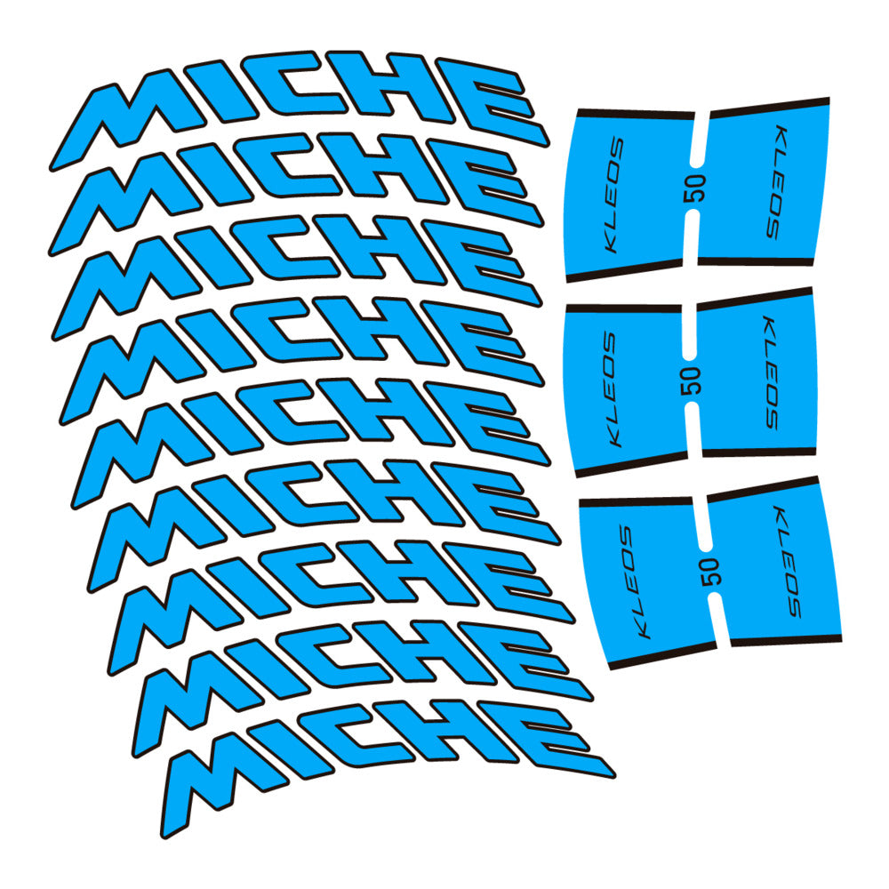 Stickers for Miche Kleos RD 50 Carbon, Road Wheel vinyl decals - Light Blue
