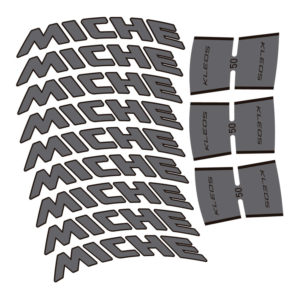 Stickers for Miche Kleos RD 50 Carbon, Road Wheel vinyl decals - Medium Grey