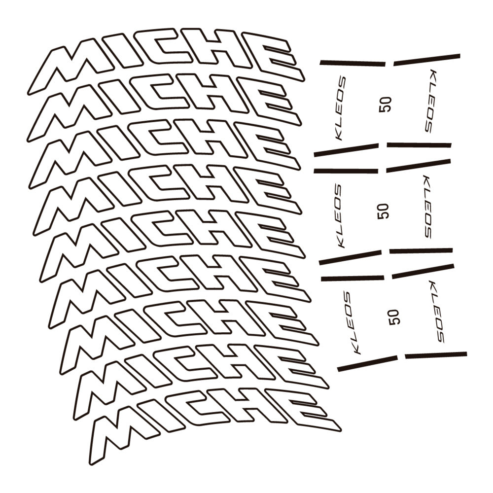 Stickers for Miche Kleos RD 50 Carbon, Road Wheel vinyl decals - White