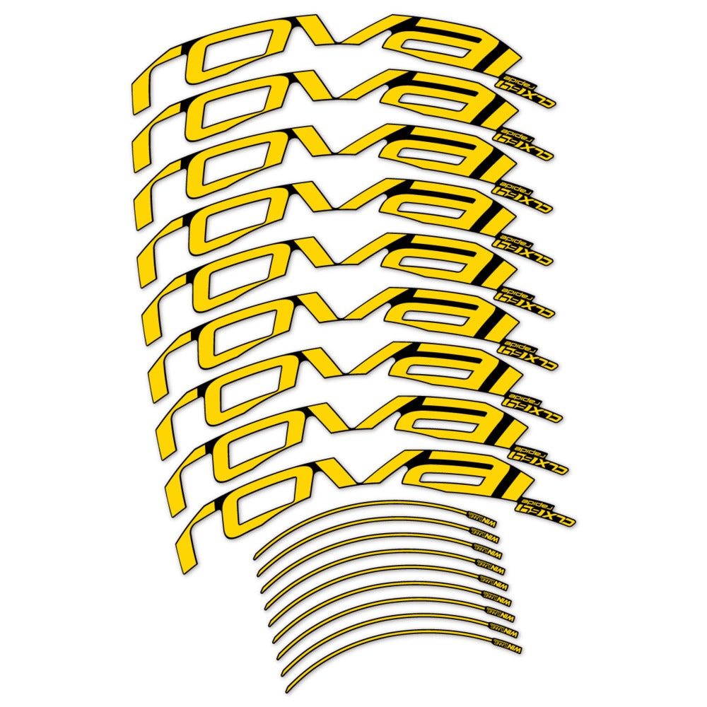 Stickers for Roval CLX 64 Disc, Road Wheel vinyl decals - Banana Yellow
