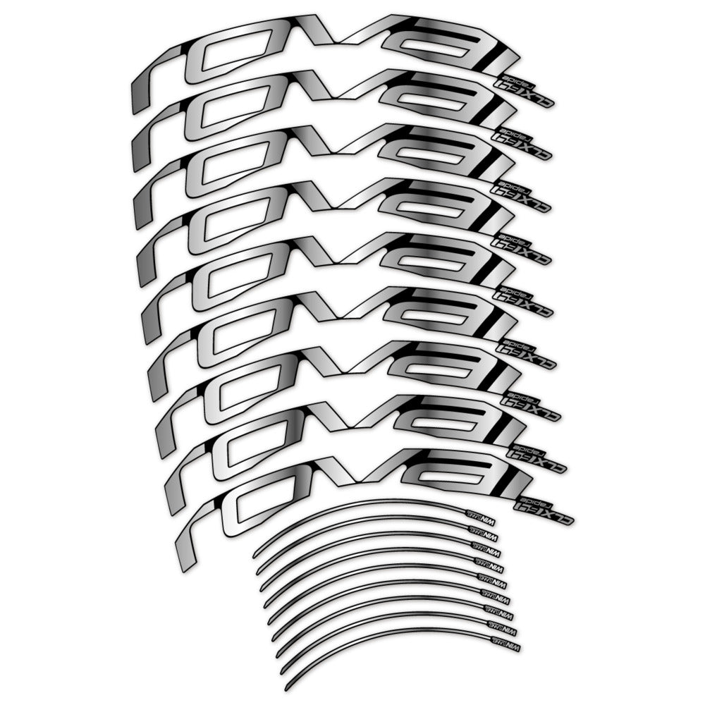 Stickers for Roval CLX 64 Disc, Road Wheel vinyl decals - Chrome Silver