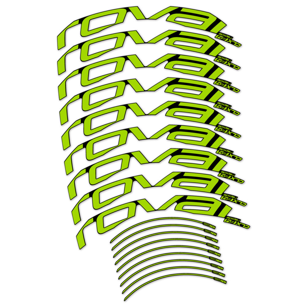 Stickers for Roval CLX 64 Disc, Road Wheel vinyl decals - Lime Green
