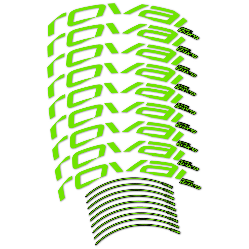 Stickers for Roval CLX 64 Disc, Road Wheel vinyl decals (v2) - Apple Green