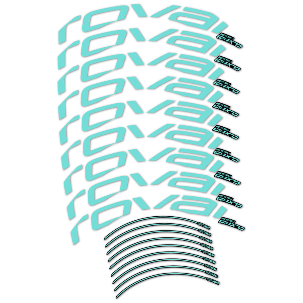 Stickers for Roval CLX 64 Disc, Road Wheel vinyl decals (v2) - Blue Green