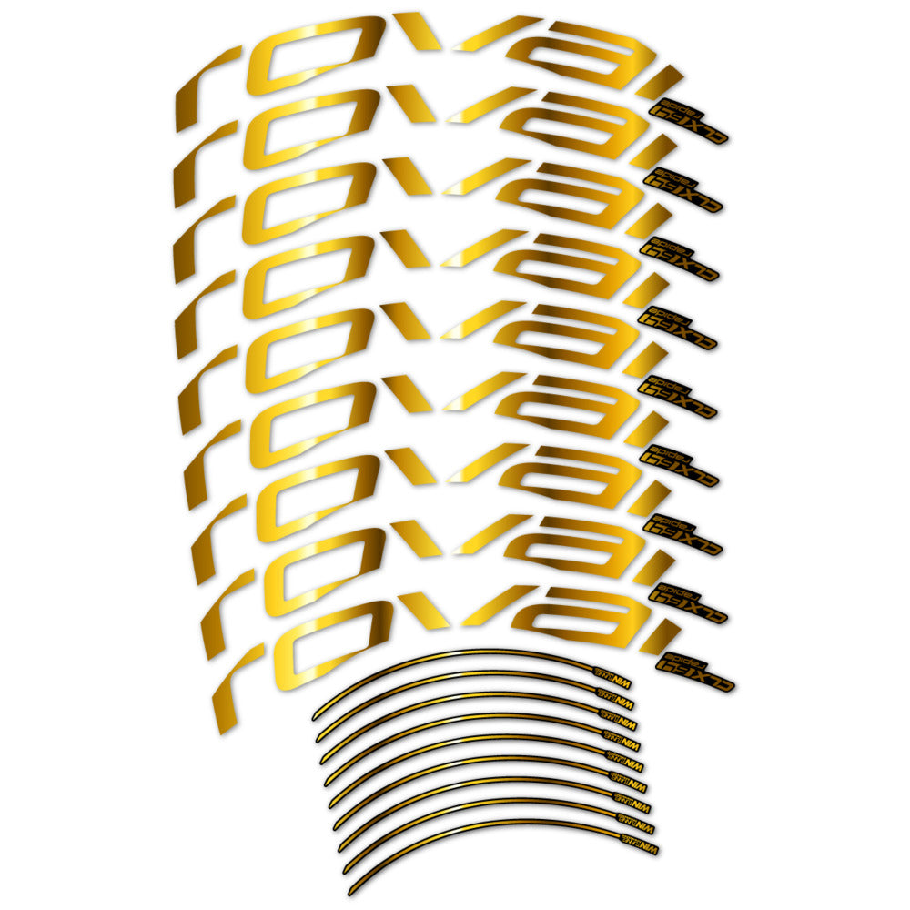 Stickers for Roval CLX 64 Disc, Road Wheel vinyl decals (v2) - Chrome Gold