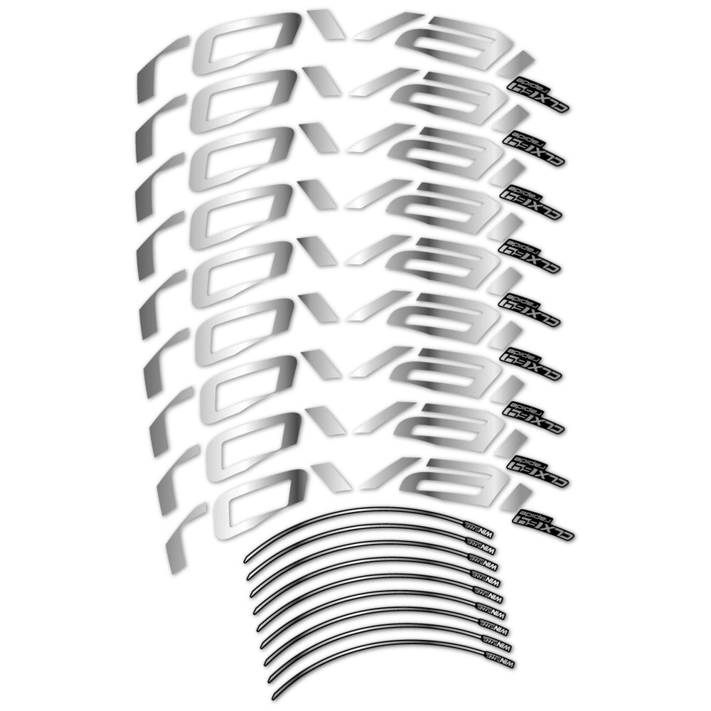 Stickers for Roval CLX 64 Disc, Road Wheel vinyl decals (v2) - Chrome Silver