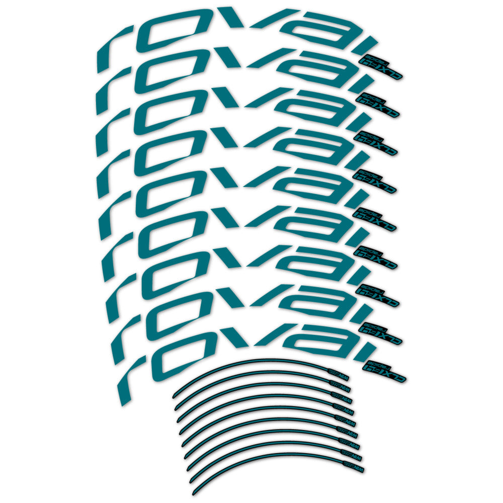 Stickers for Roval CLX 64 Disc, Road Wheel vinyl decals (v2) - Dark Turquoise