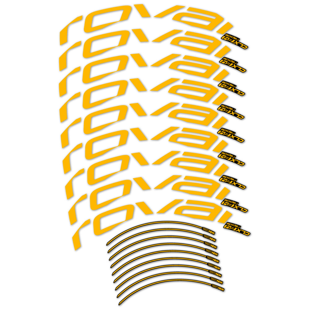 Stickers for Roval CLX 64 Disc, Road Wheel vinyl decals (v2) - Medium Yellow