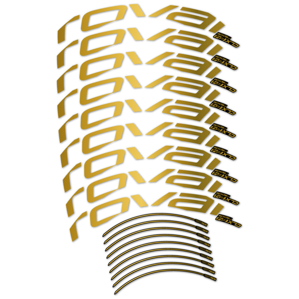Stickers for Roval CLX 64 Disc, Road Wheel vinyl decals (v2) - Gold