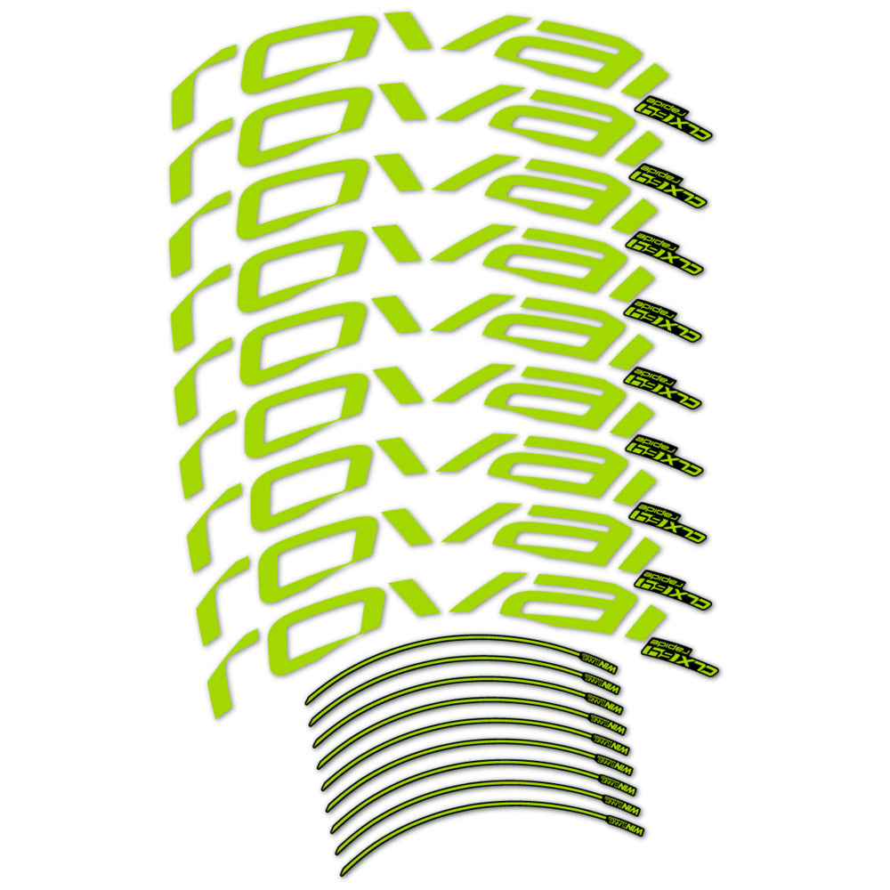 Stickers for Roval CLX 64 Disc, Road Wheel vinyl decals (v2) - Lime Green