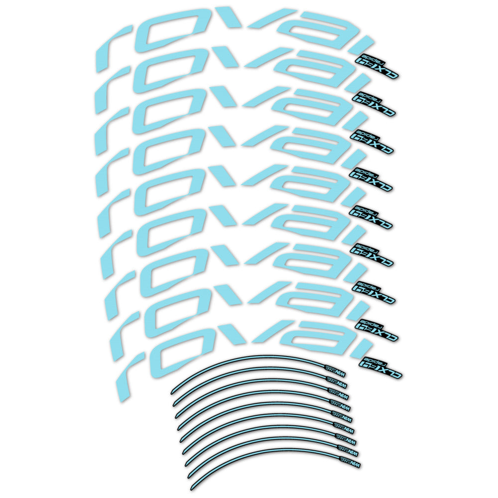 Stickers for Roval CLX 64 Disc, Road Wheel vinyl decals (v2) - Sky Blue