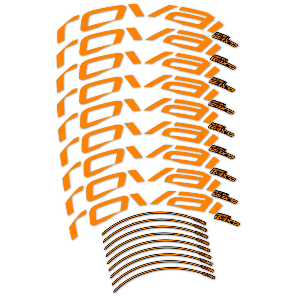 Stickers for Roval CLX 64 Disc, Road Wheel vinyl decals (v2) - Light Neon Orange