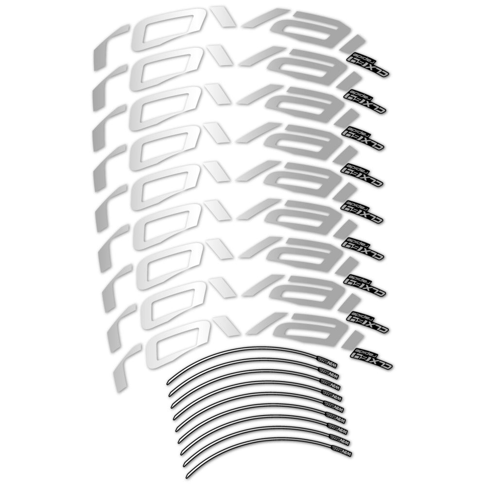 Stickers for Roval CLX 64 Disc, Road Wheel vinyl decals (v2) - Light Silver