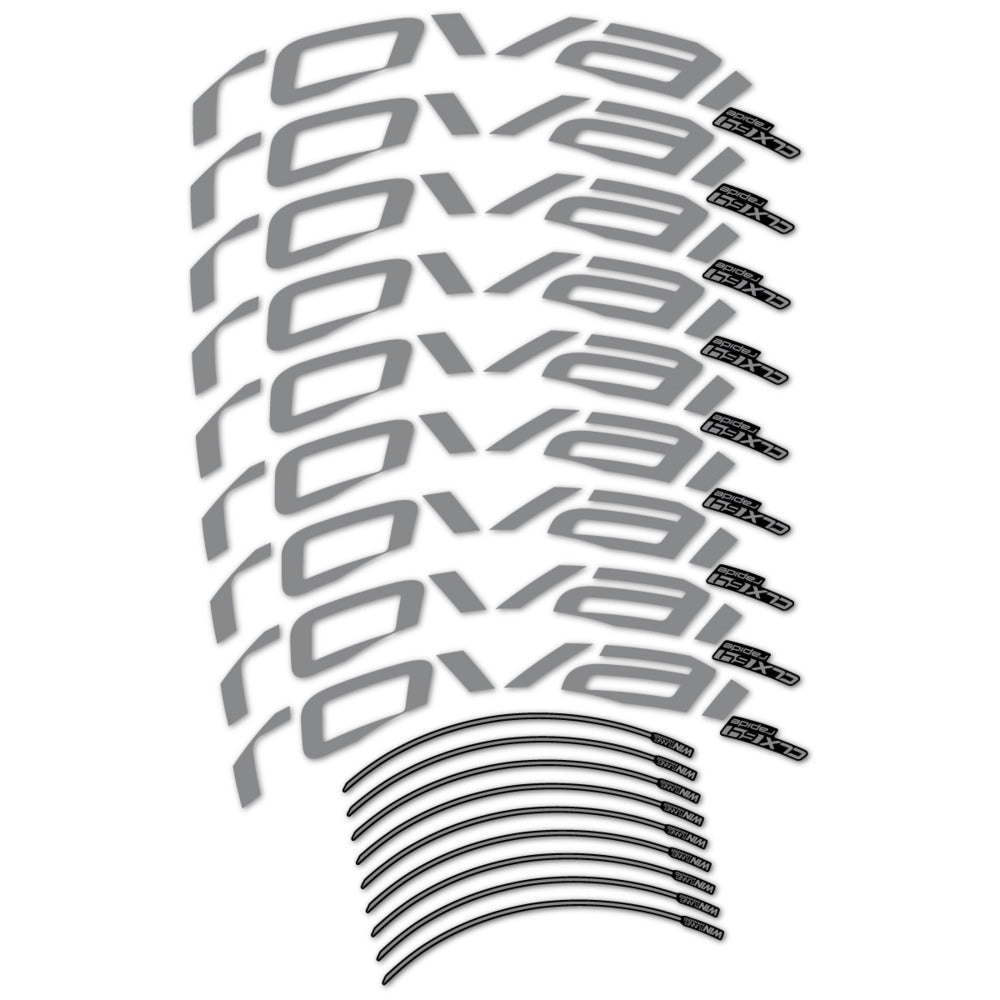 Stickers for Roval CLX 64 Disc, Road Wheel vinyl decals (v2) - Traffic Grey