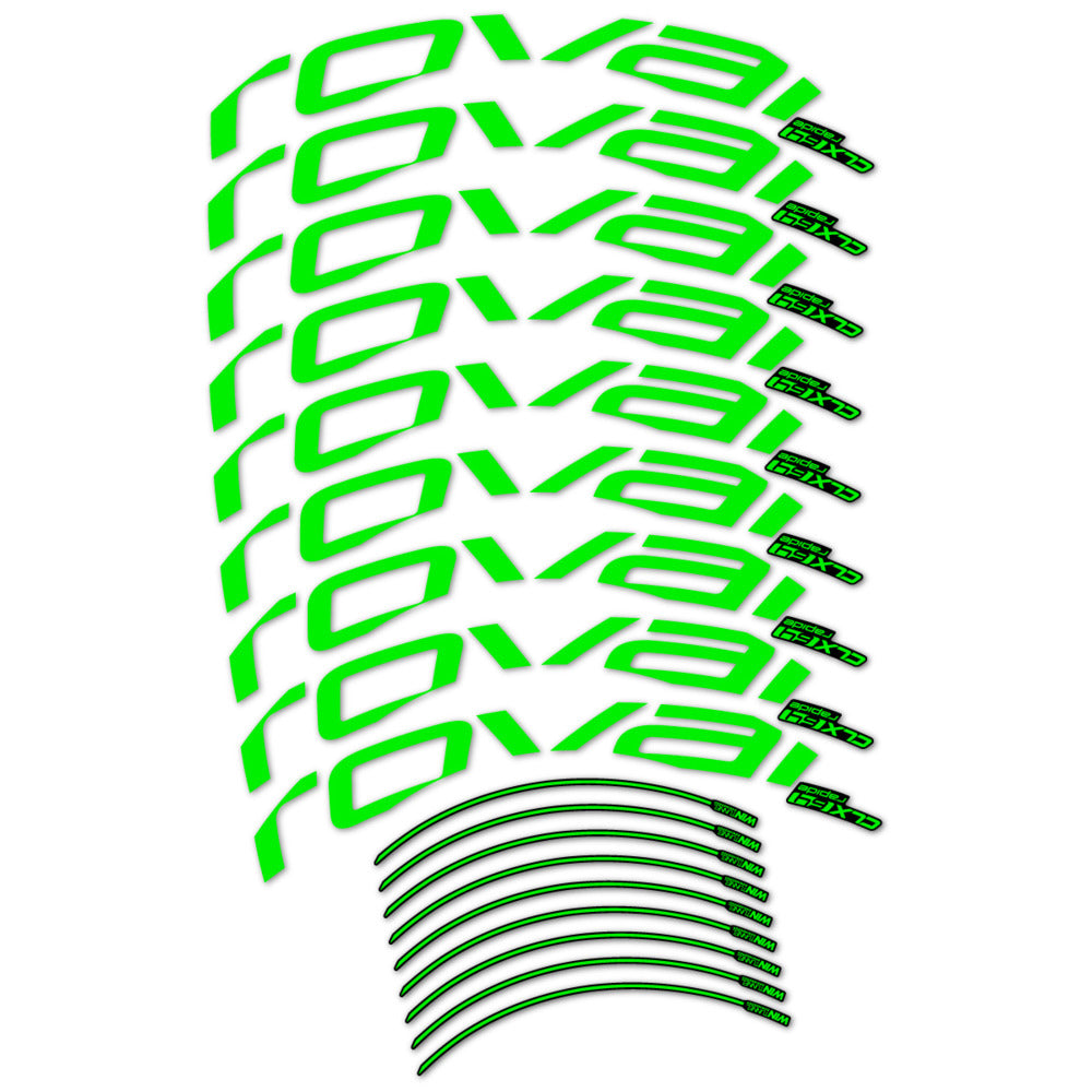 Stickers for Roval CLX 64 Disc, Road Wheel vinyl decals (v2) - Neon Green