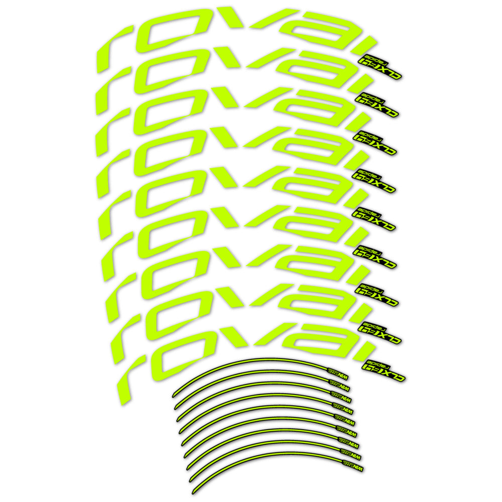 Stickers for Roval CLX 64 Disc, Road Wheel vinyl decals (v2) - Lime Neon