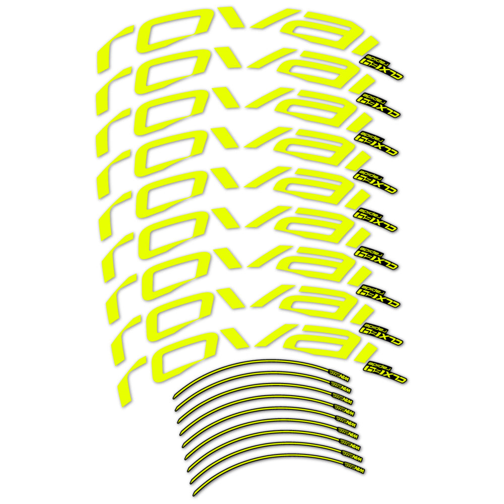 Stickers for Roval CLX 64 Disc, Road Wheel vinyl decals (v2) - Neon Yellow