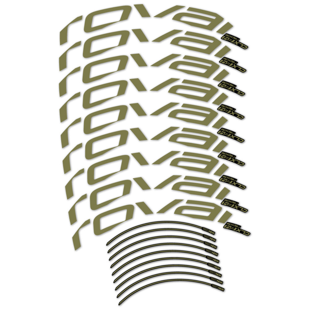 Stickers for Roval CLX 64 Disc, Road Wheel vinyl decals (v2) - Khaki
