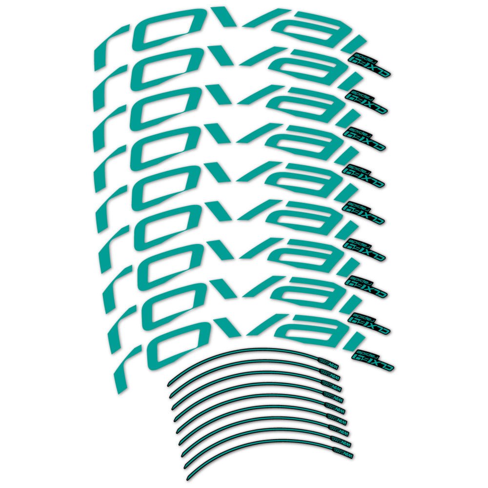 Stickers for Roval CLX 64 Disc, Road Wheel vinyl decals (v2) - Petrol Turquoise