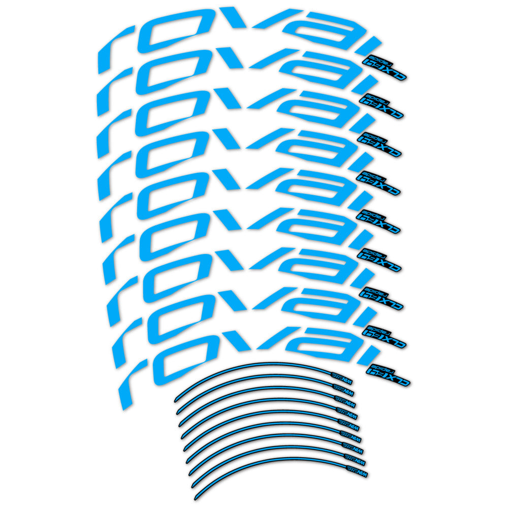 Stickers for Roval CLX 64 Disc, Road Wheel vinyl decals (v2) - Light Blue