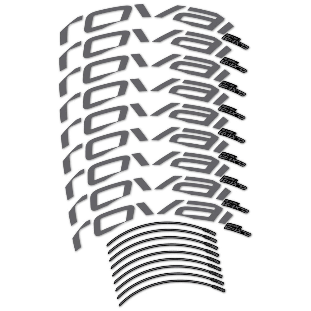 Stickers for Roval CLX 64 Disc, Road Wheel vinyl decals (v2) - Medium Grey