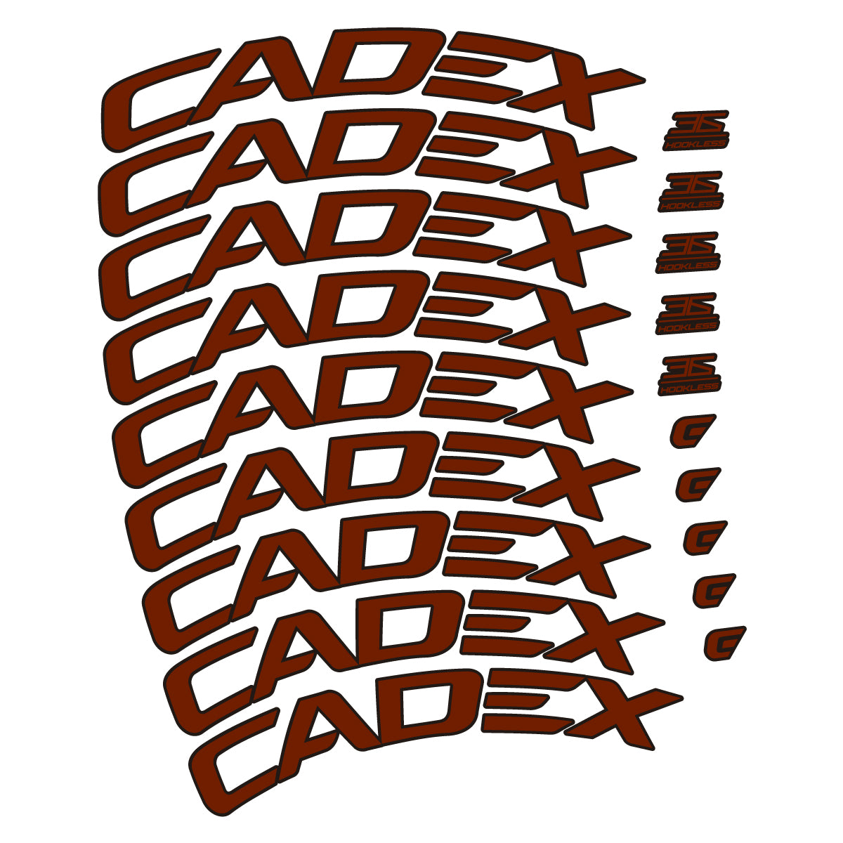 Stickers for CADEX 36 Disc 2021-2026, Road Wheel 36mm vinyl decals - Brown