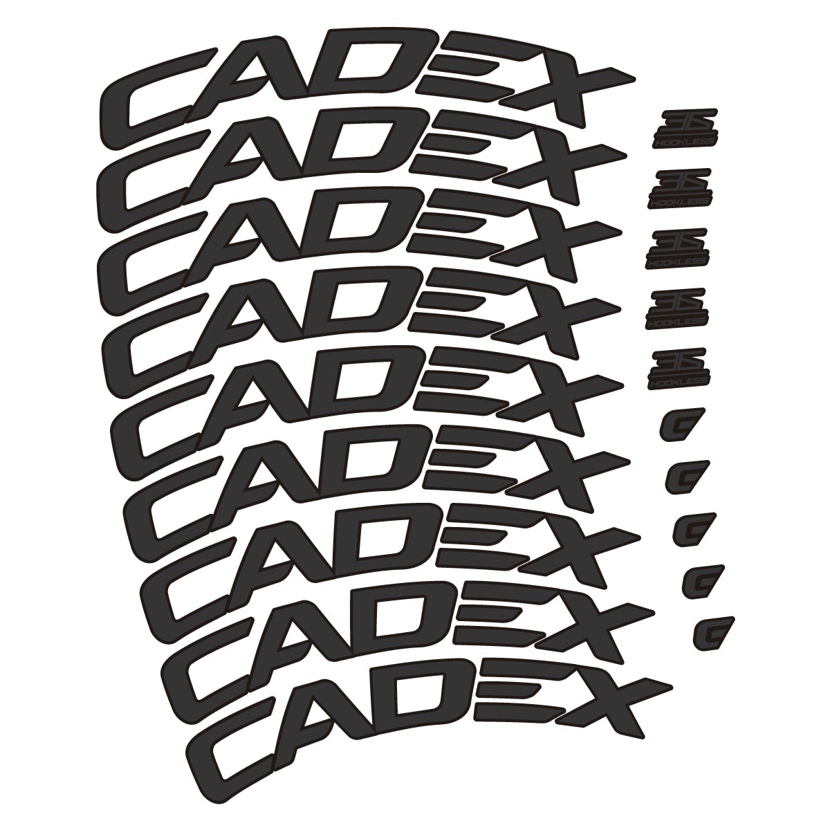 Stickers for CADEX 36 Disc 2021-2026, Road Wheel 36mm vinyl decals - Very Dark Grey