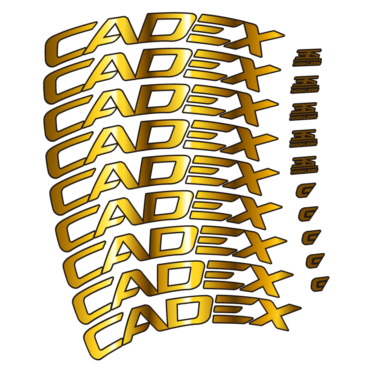 Stickers for CADEX 36 Disc 2021-2026, Road Wheel 36mm vinyl decals - Chrome Gold