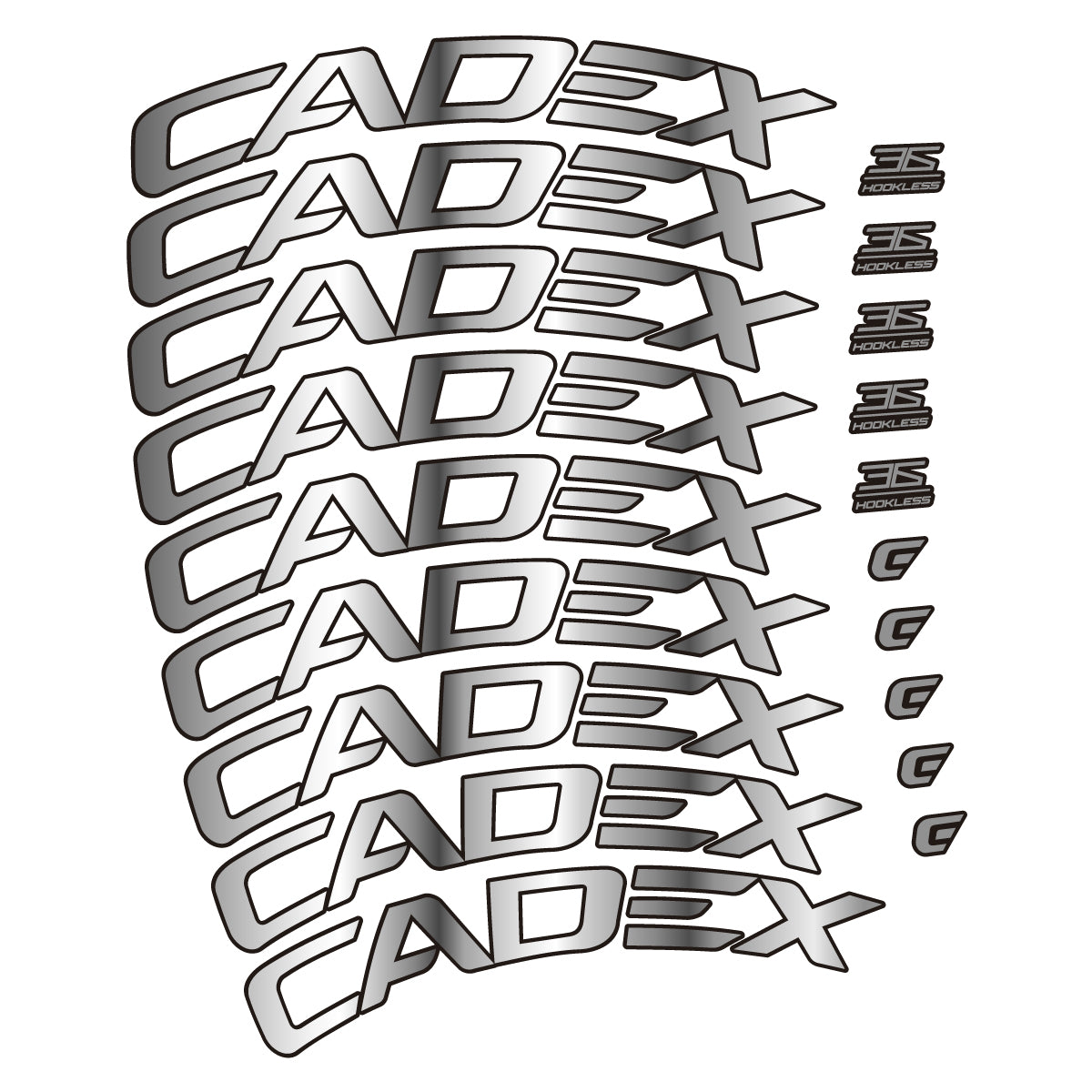 Stickers for CADEX 36 Disc 2021-2026, Road Wheel 36mm vinyl decals - Chrome Silver
