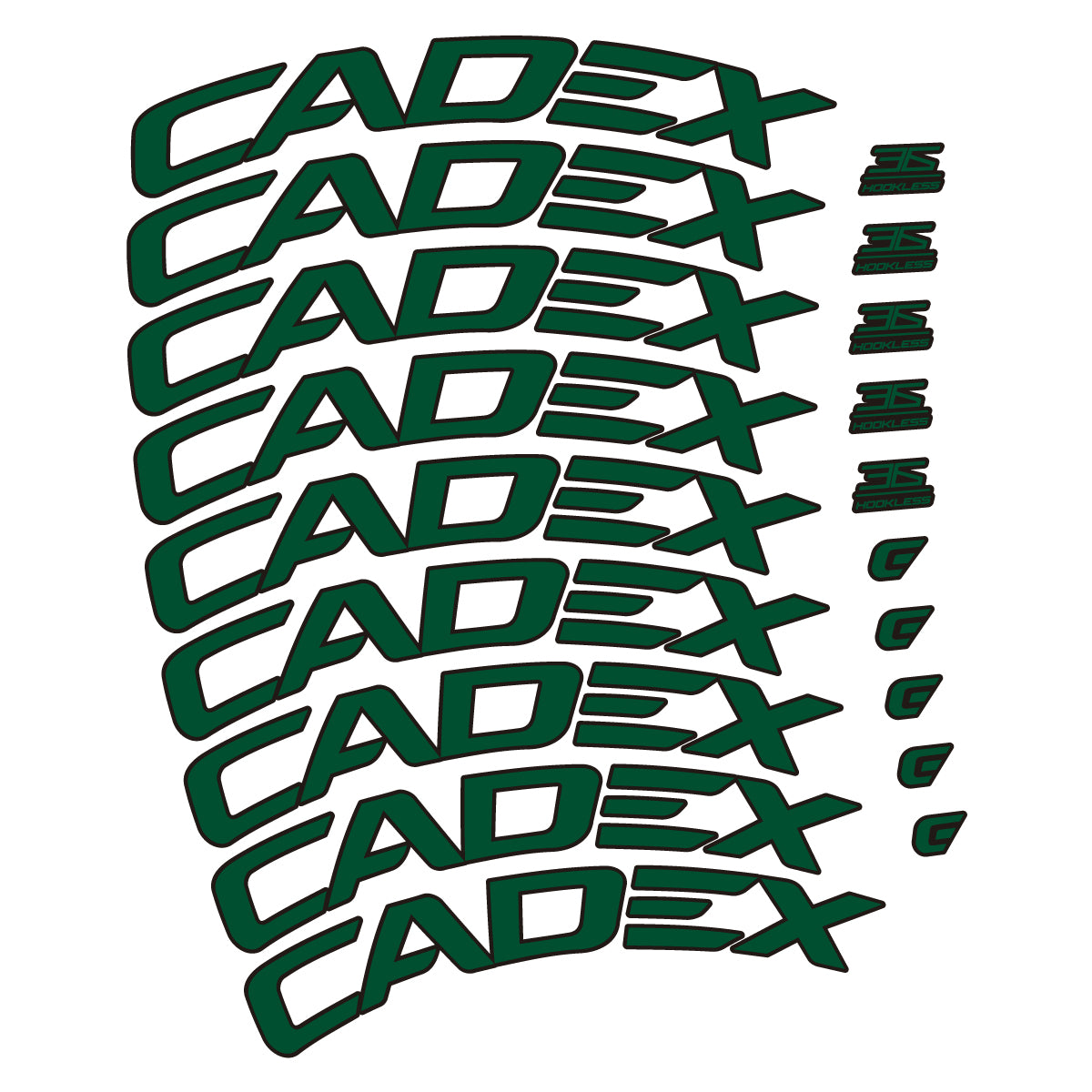 Stickers for CADEX 36 Disc 2021-2026, Road Wheel 36mm vinyl decals - Dark Green