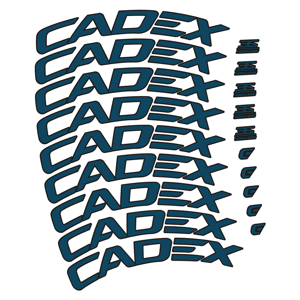 Stickers for CADEX 36 Disc 2021-2026, Road Wheel 36mm vinyl decals - Dark Lake