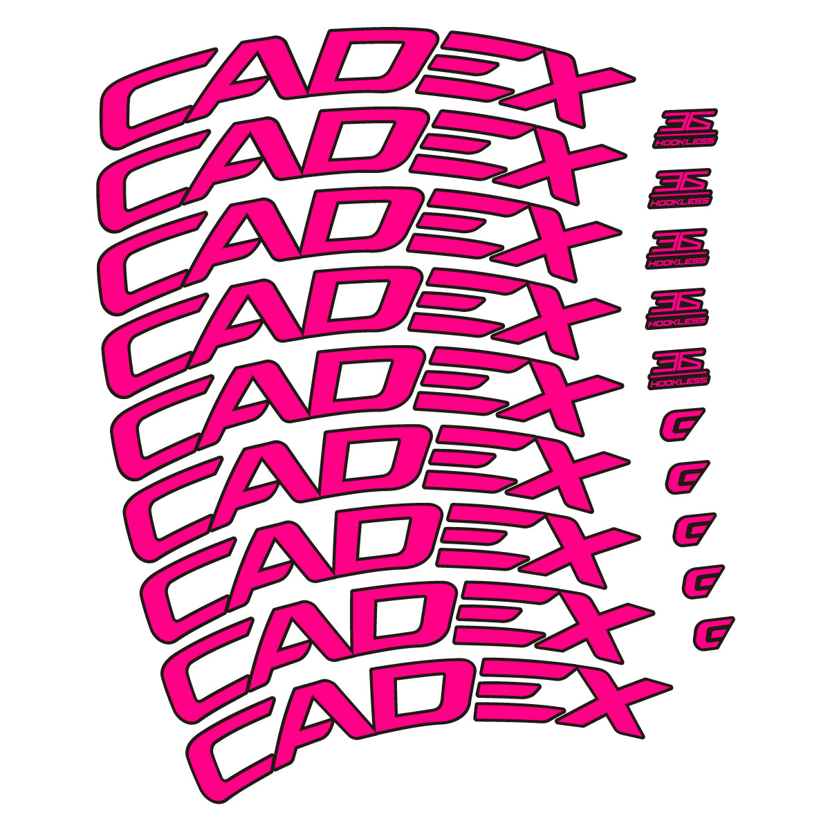 Stickers for CADEX 36 Disc 2021-2026, Road Wheel 36mm vinyl decals - Fuchsia