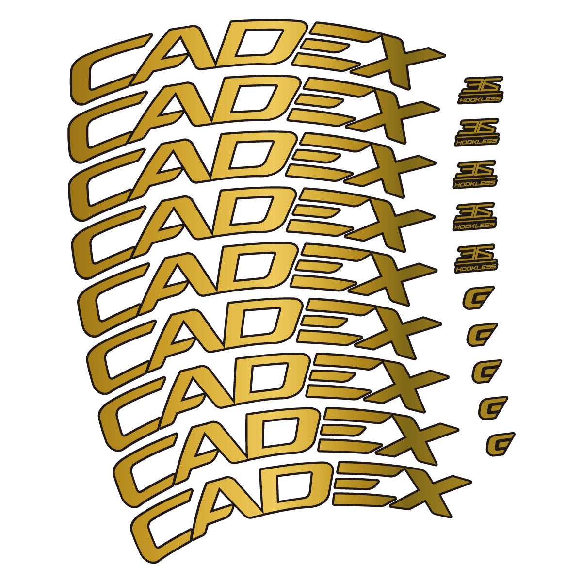 Stickers for CADEX 36 Disc 2021-2026, Road Wheel 36mm vinyl decals - Gold