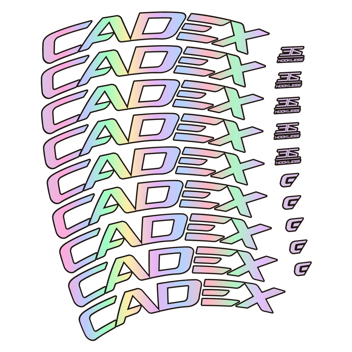 Stickers for CADEX 36 Disc 2021-2026, Road Wheel 36mm vinyl decals - Hollographic