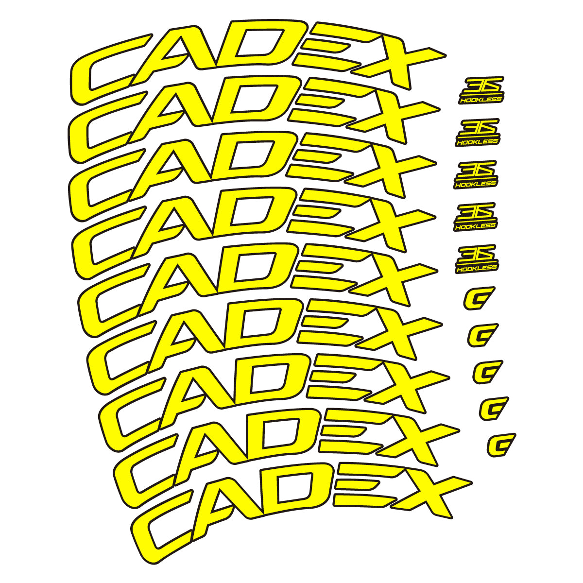 Stickers for CADEX 36 Disc 2021-2026, Road Wheel 36mm vinyl decals - Lemon Yellow