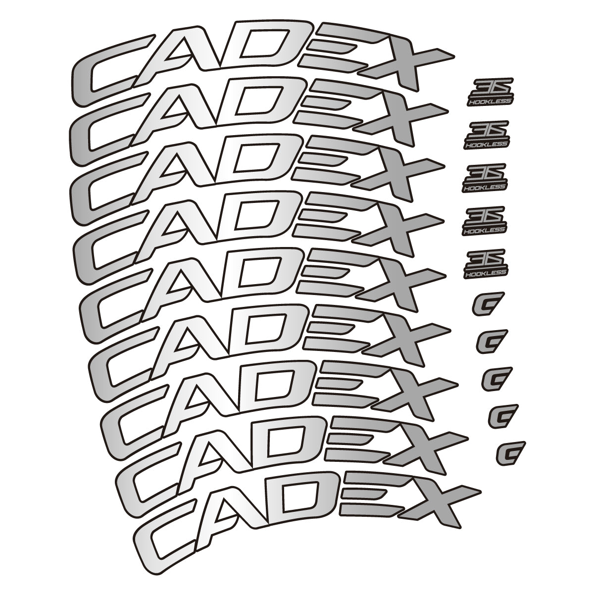 Stickers for CADEX 36 Disc 2021-2026, Road Wheel 36mm vinyl decals - Light Silver