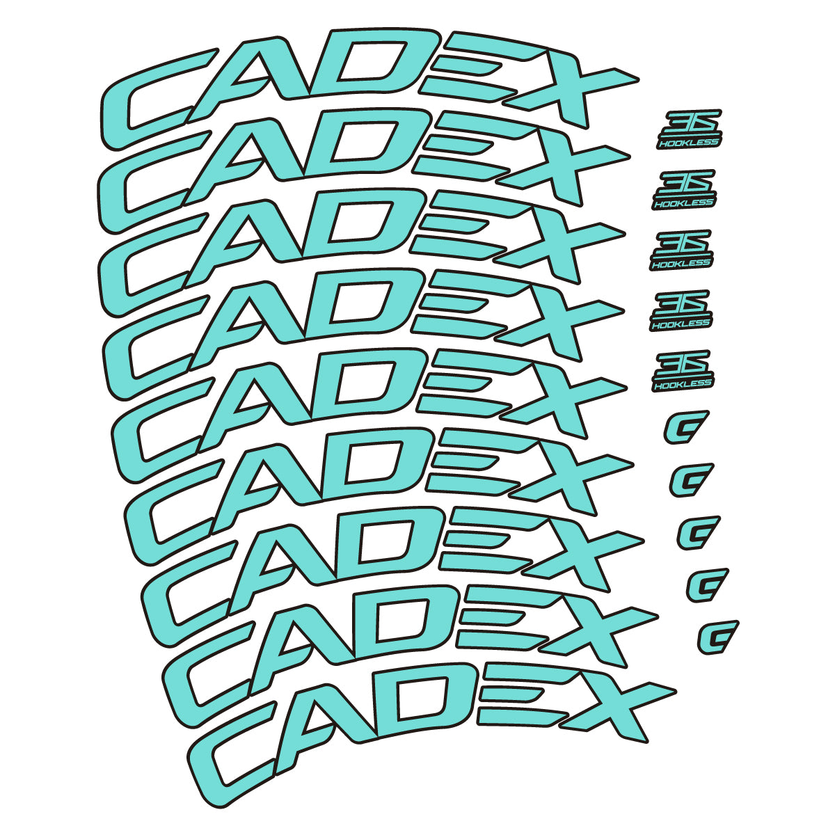 Stickers for CADEX 36 Disc 2021-2026, Road Wheel 36mm vinyl decals - Blue Green