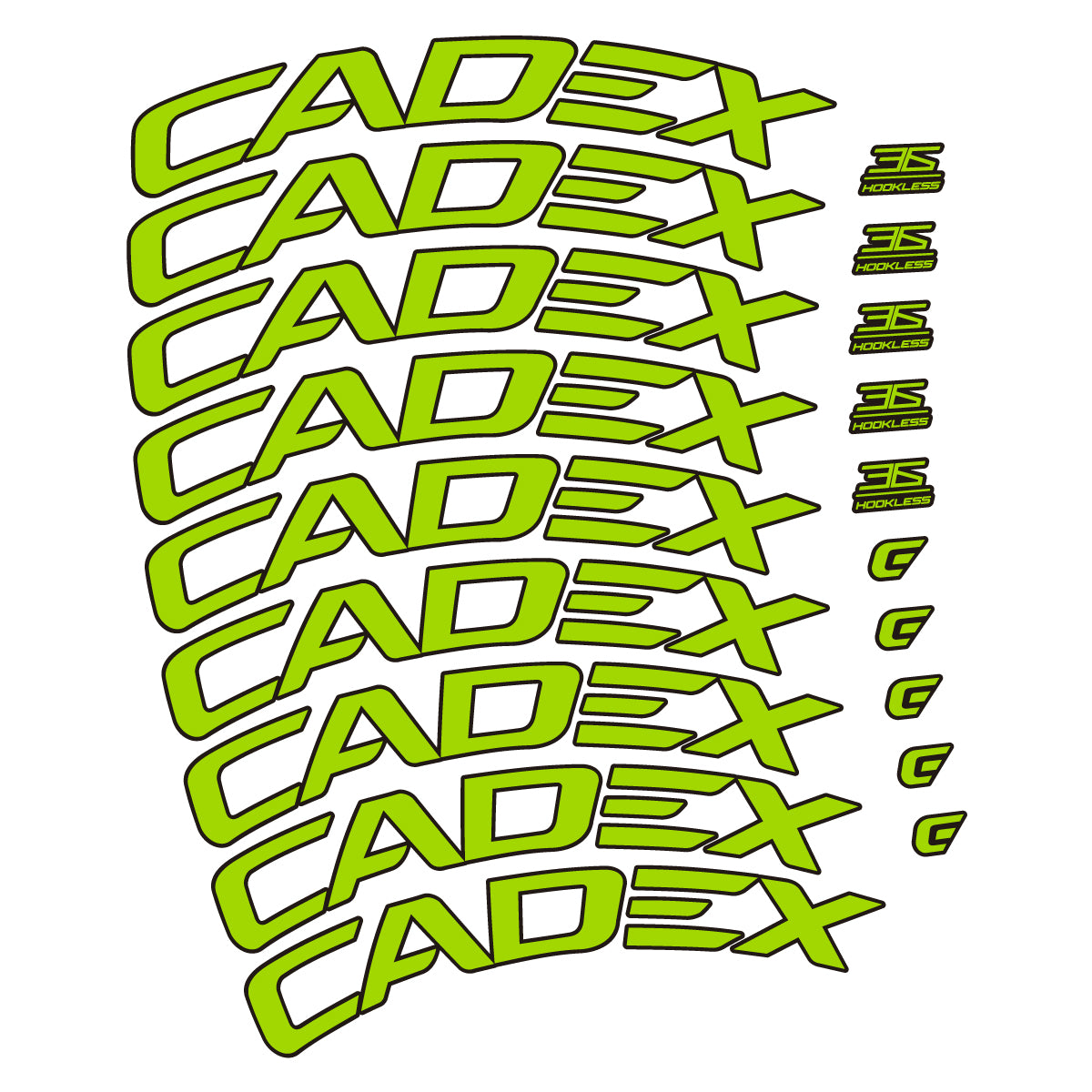 Stickers for CADEX 36 Disc 2021-2026, Road Wheel 36mm vinyl decals - Lime Green