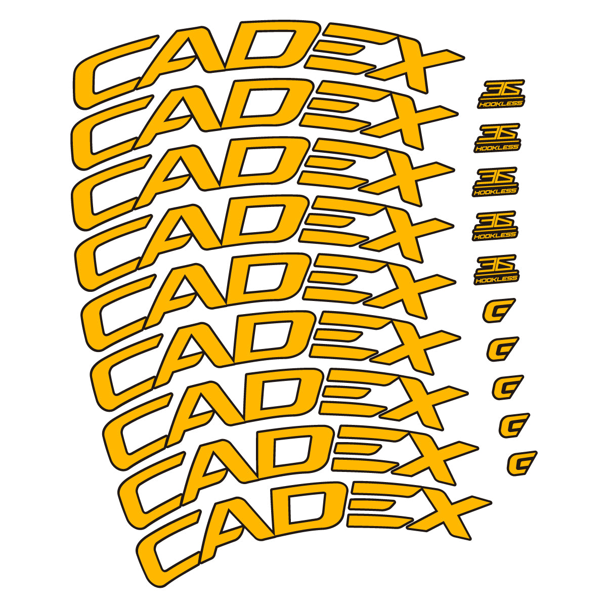 Stickers for CADEX 36 Disc 2021-2026, Road Wheel 36mm vinyl decals - Medium Yellow