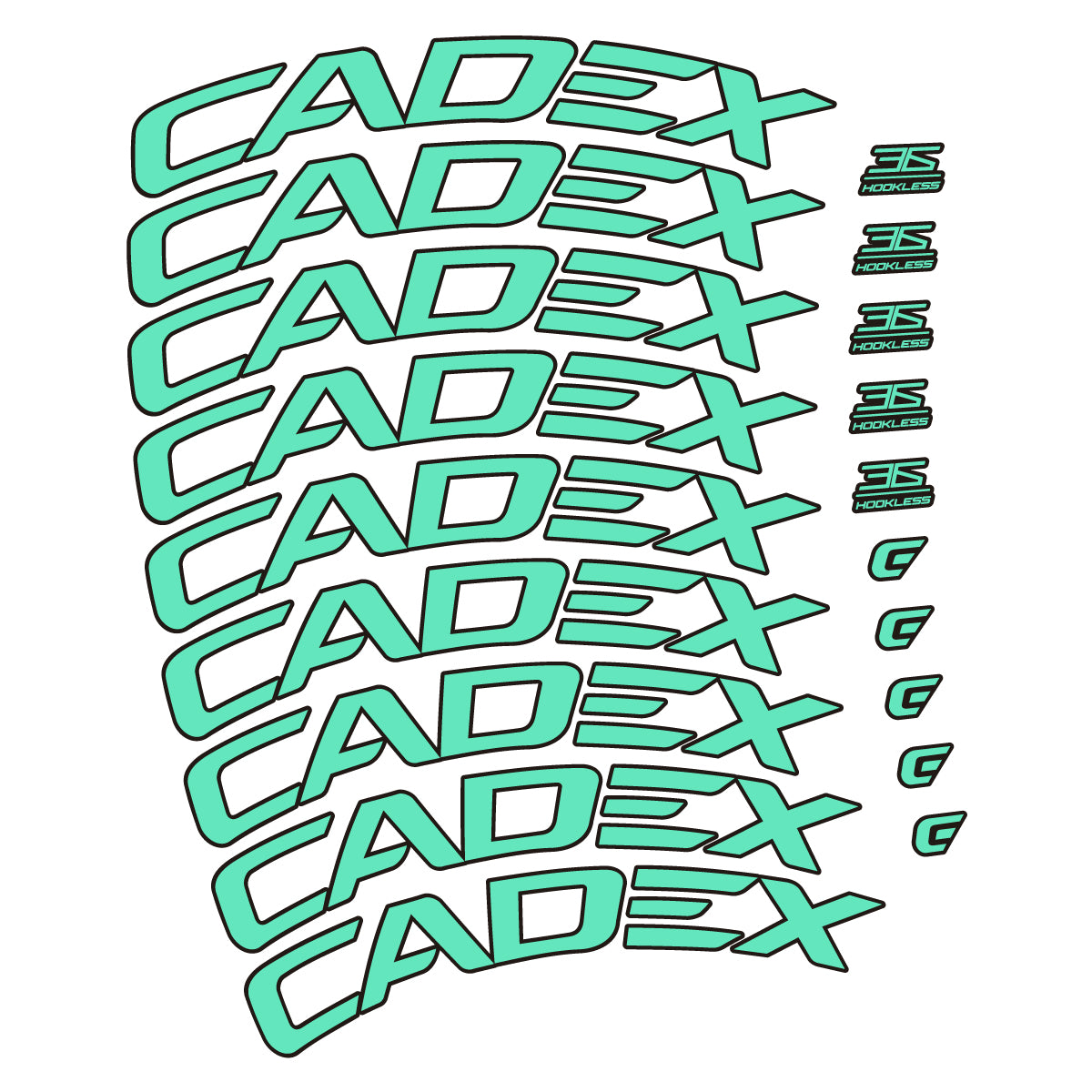 Stickers for CADEX 36 Disc 2021-2026, Road Wheel 36mm vinyl decals - Mint