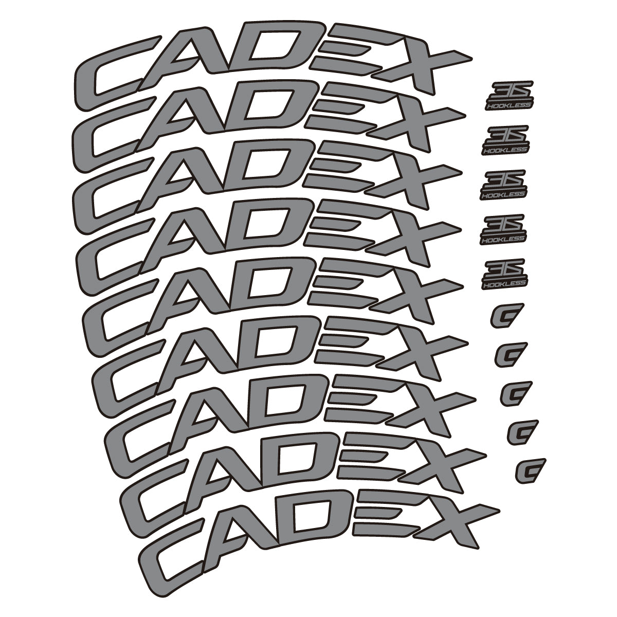 Stickers for CADEX 36 Disc 2021-2026, Road Wheel 36mm vinyl decals - Traffic Grey