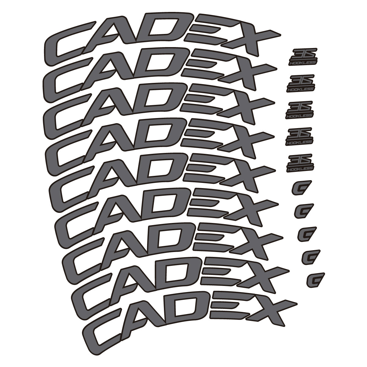 Stickers for CADEX 36 Disc 2021-2026, Road Wheel 36mm vinyl decals - Medium Grey