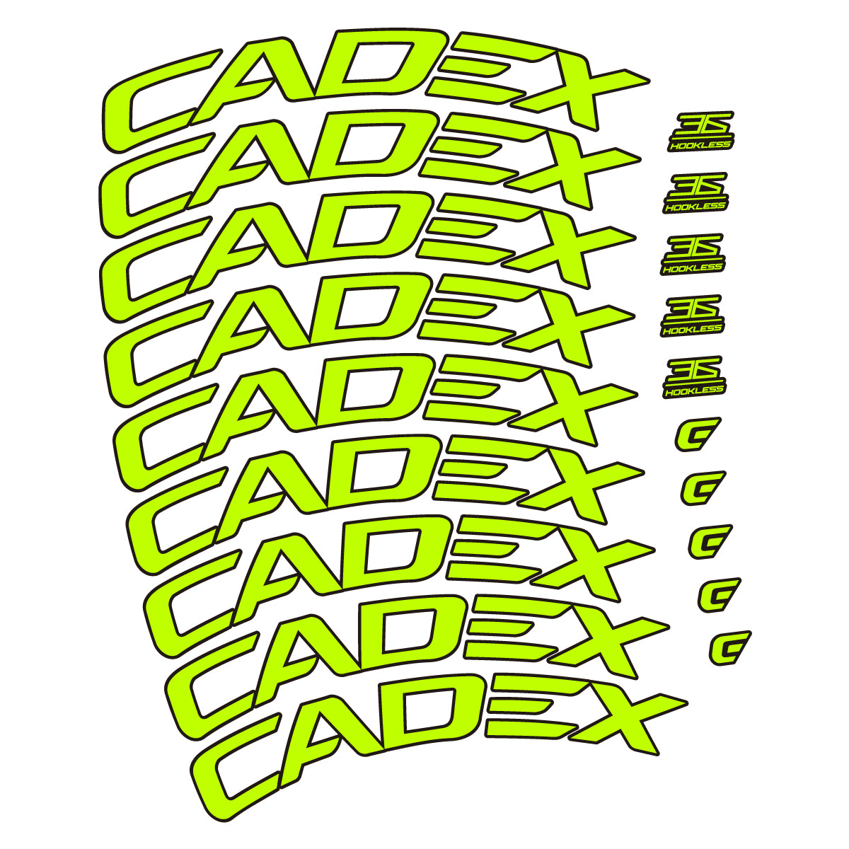 Stickers for CADEX 36 Disc 2021-2026, Road Wheel 36mm vinyl decals - Lime Neon