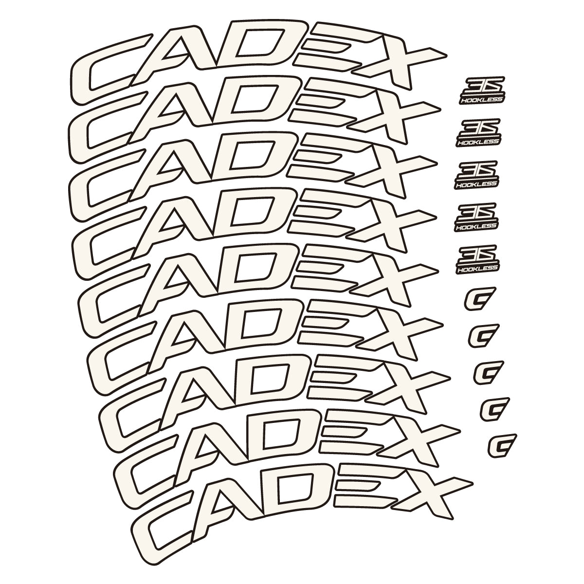 Stickers for CADEX 36 Disc 2021-2026, Road Wheel 36mm vinyl decals - Bone White